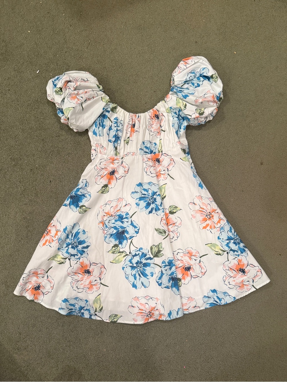 Abercrombie & Fitch Ruched Puff Sleeve Floral Mini Dress | Size XS Petite